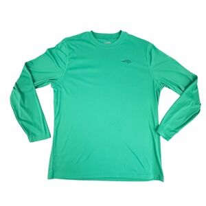 Reel Life Mens Long Sleeve Performance Fishing Shirt Teal Green Wave Graphic L